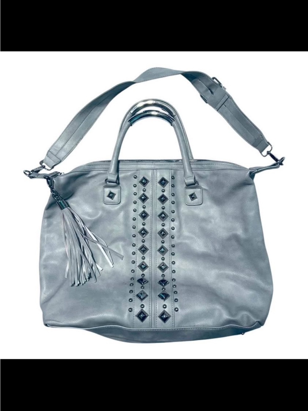 EUC Steve Madden Large Gray Studded Shoulder Bag